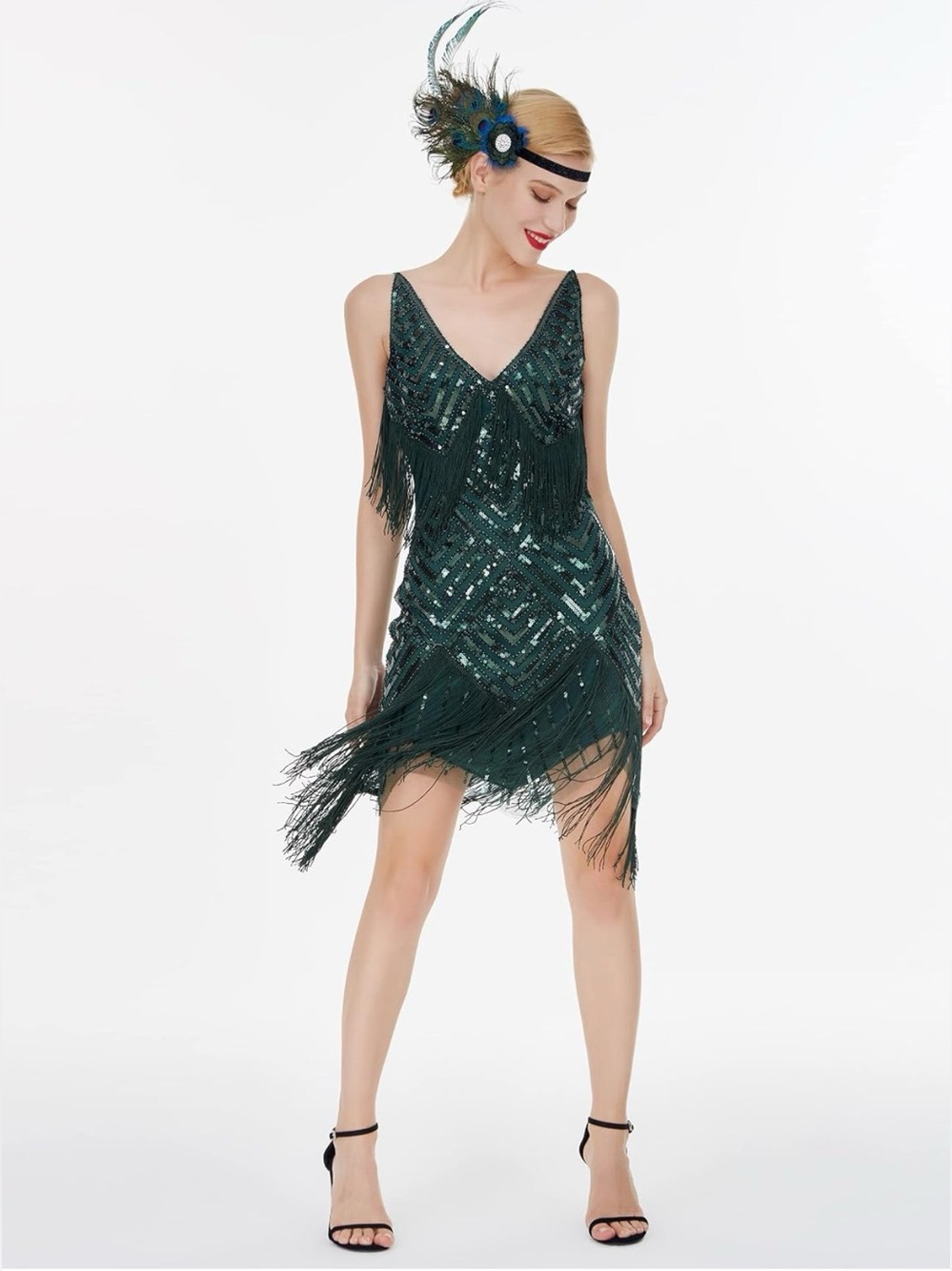 MISSCHEN Women's Deep V Neck Spaghetti Strap Slip Mini Short 1920s Flapper Gatsb